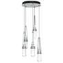 Link 13"W 5-Light Platinum Long Pendant w/ Clear White Threaded Glass