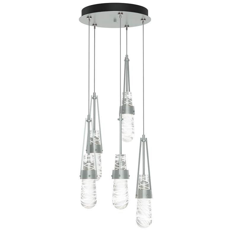 Image 1 Link 13"W 5-Light Platinum Standard Pendant w/ Clear White Threaded Sh