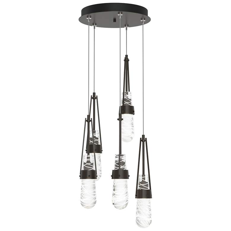 Image 1 Link 13"W 5-Light Rubbed Bronze Long Pendant w/ Clear White Threaded S