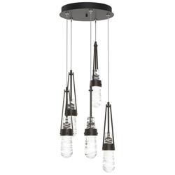 Link 13&quot;W 5-Light Rubbed Bronze Long Pendant w/ Clear White Threaded S