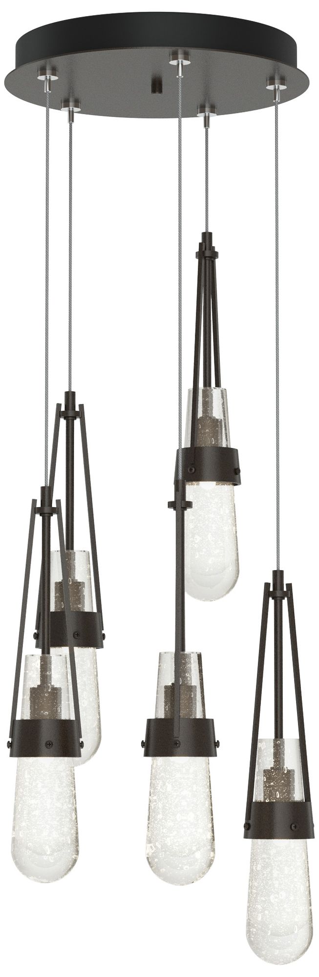 Link 13"W 5-Light Rubbed Bronze Long Pendant w/Glass Sha Made to Order