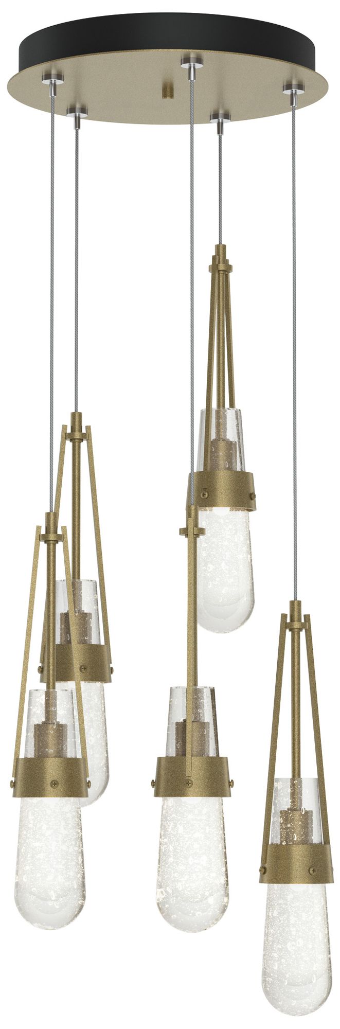 Link 13"W 5-Light Soft Gold Long Pendant With Clear Glass S Made to Or
