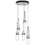 Link 13"W 5-Light Sterling Long Pendant w/ Clear White Threaded Glass 