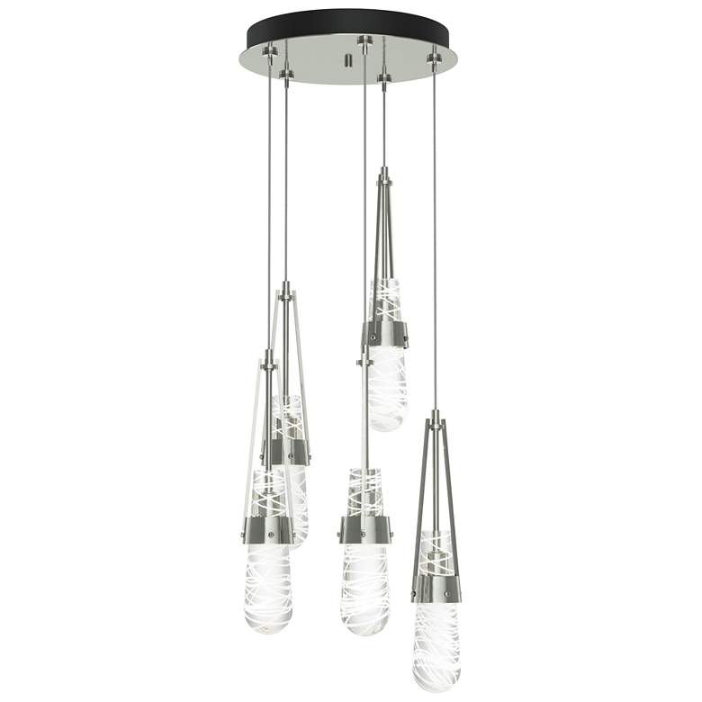 Image 1 Link 13"W 5-Light Sterling Standard Pendant w/ Clear White Threaded Sh