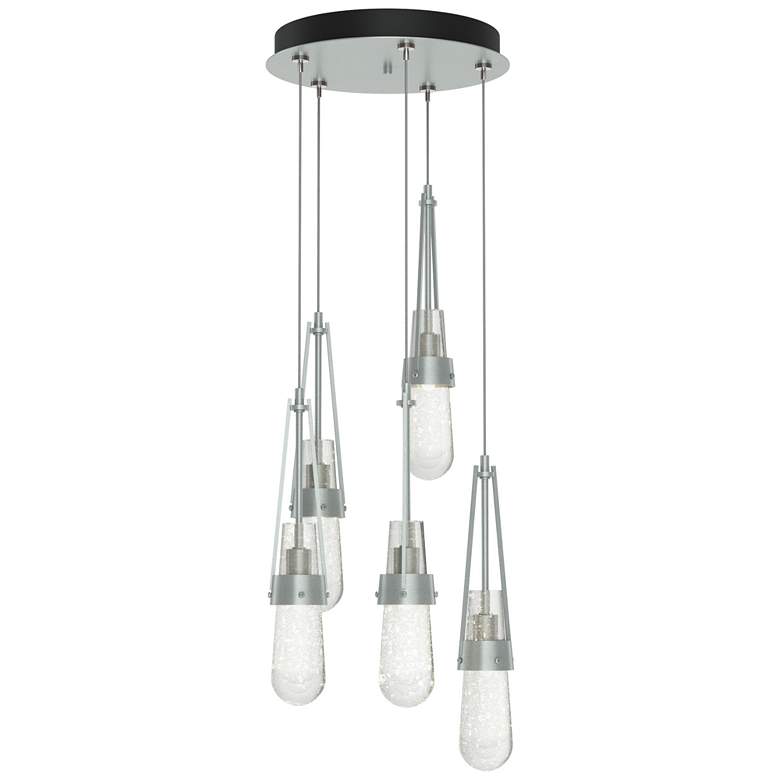 Image 1 Link 13"W 5-Light Vintage Platinum Long Pendant w/ Clear Bubble Glass