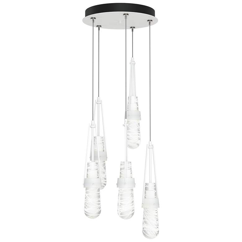 Image 1 Link 13"W 5-Light White Standard Pendant w/ Clear White Threaded Shade
