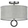 Link 13"W Nickel with Heather Gray Linen Shade Ceiling Light