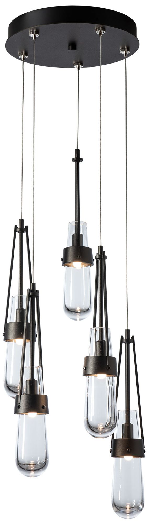 Link 13"W 5-Light Oil Rubbed Bronze Pendant With Clear Glass Made to Order
