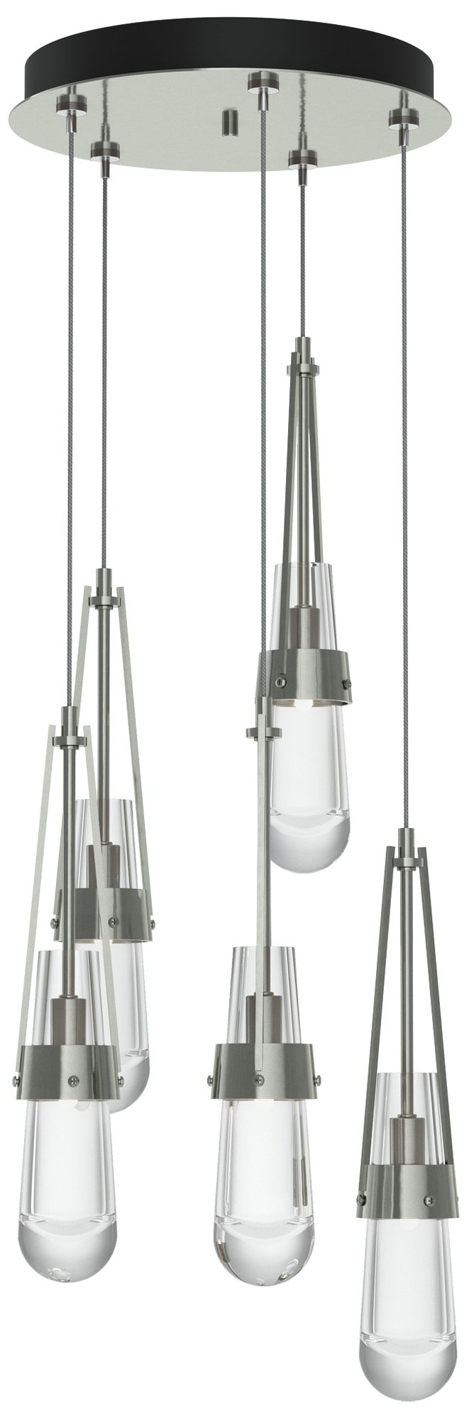 Link 13"W 5-Light Sterling Long Pendant With Clear Glass Made to Order
