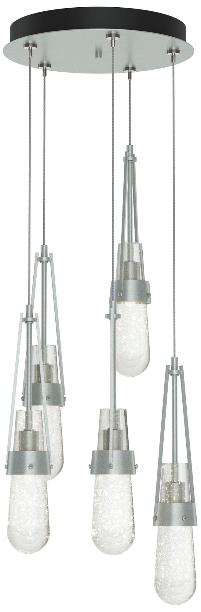 Link 13"W 5-Light Vintage Platinum Long Pendant w/Clear Glass Made to Order