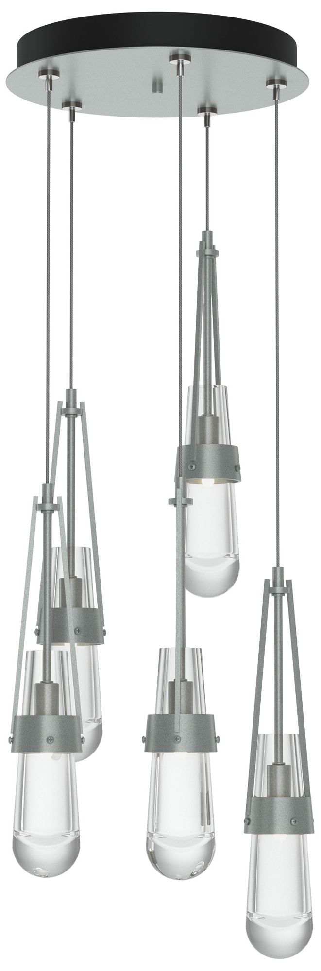 Link 13"W 5-Light Vintage Platinum Long Pendant w/Glass S Made to Order