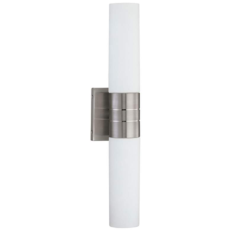 Image 1 Link 2 Light 21" High Wall Sconce with White Glass - Brushed Nickel