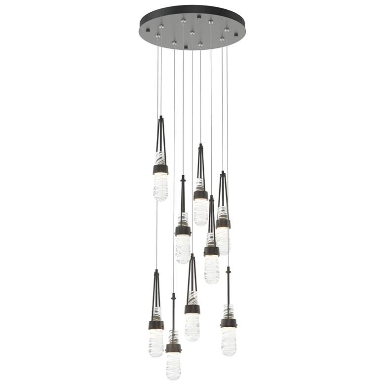 Image 1 Link 20.5" 9-Light Round Black Long Pendant w/ Clear Glass & White