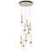 Link 20.5" 9-Light Round Brass Long Pendant with Clear Glass & Whi