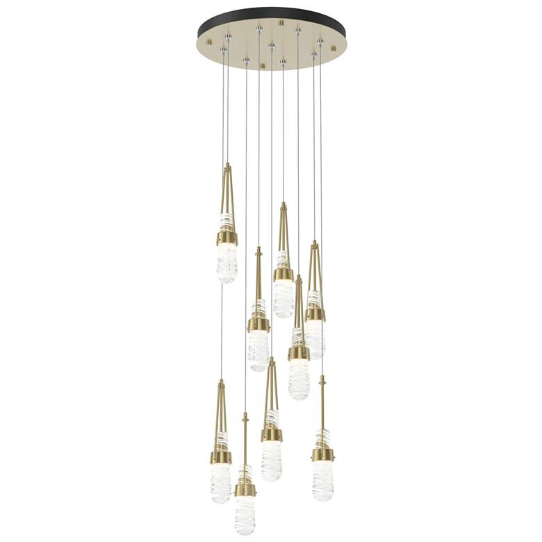Image 1 Link 20.5 inch 9-Light Round Brass Long Pendant with Clear Glass &#38; Whi
