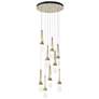 Link 20.5" 9-Light Round Brass Long Pendant with Clear Glass &#38; Whi