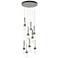 Link 20.5" 9-Light Round Bronze Long Pendant w/ Clear Glass & Whit