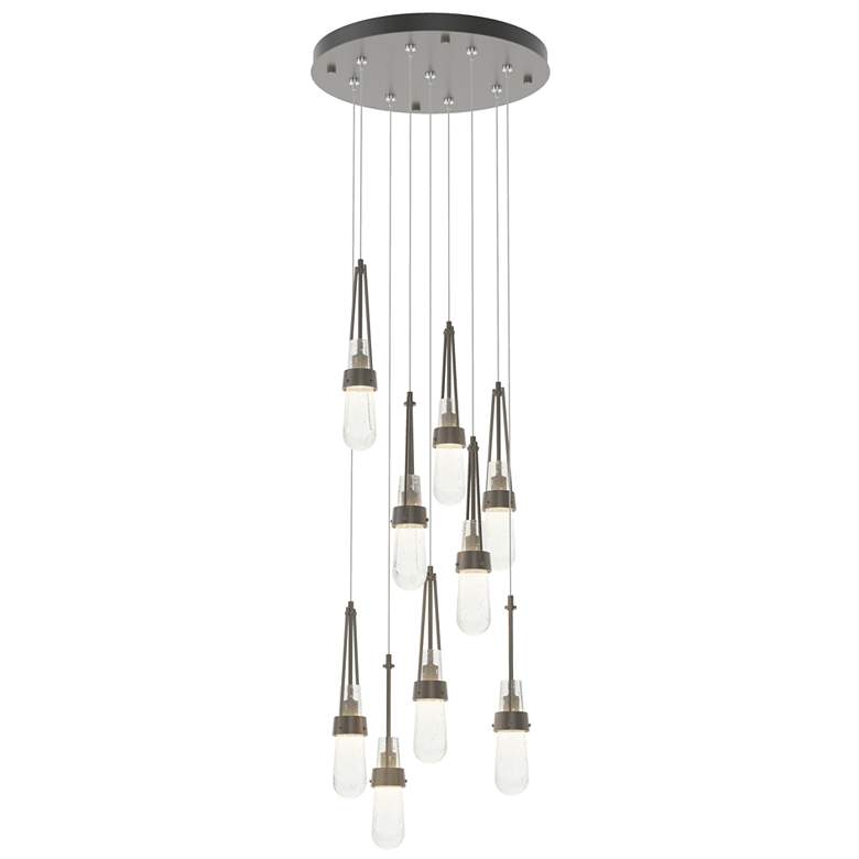 Image 1 Link 20.5 inch 9-Light Round Dark Smoke Long Pendant with Clear Bubble Gla