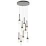 Link 20.5" 9-Light Round Dark Smoke Long Pendant with Clear Bubble Gla