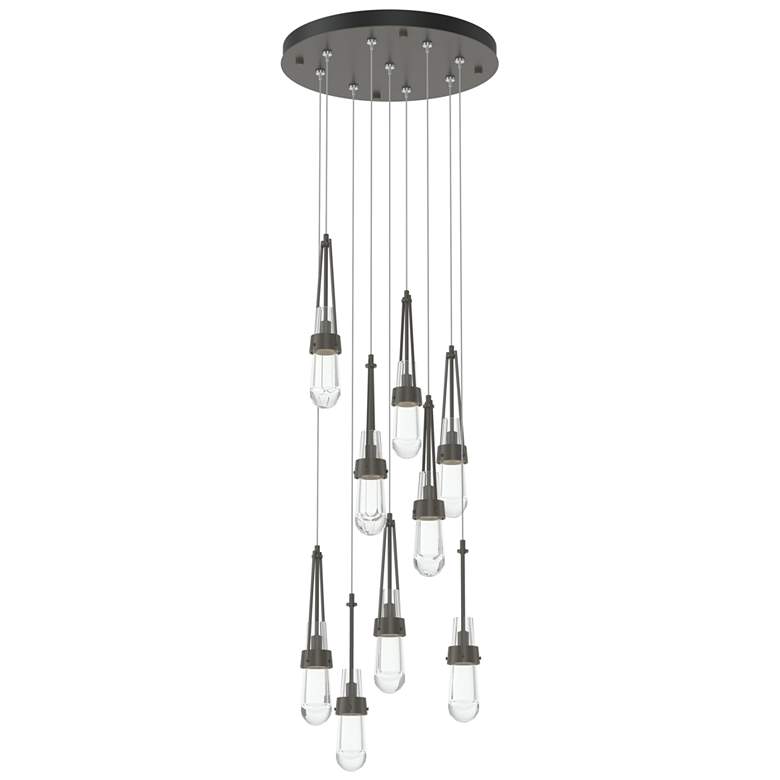 Image 1 Link 20.5" 9-Light Round Dark Smoke Long Pendant with Clear Glass