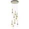 Link 20.5" 9-Light Round Modern Brass Long Pendant with Clear Bubble G