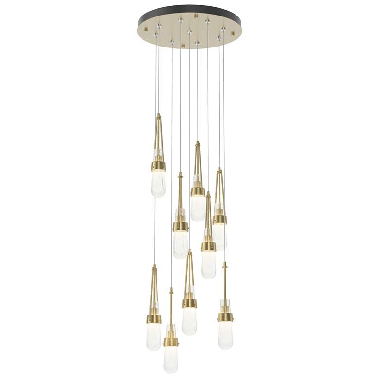 Image 1 Link 20.5 inch 9-Light Round Modern Brass Long Pendant with Clear Bubble G