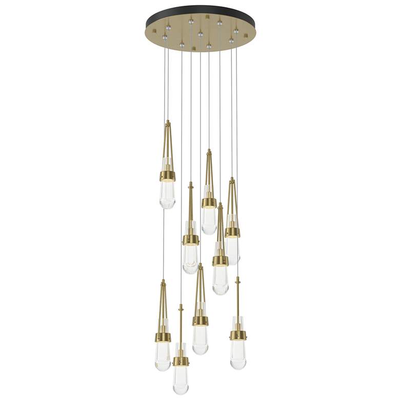 Image 1 Link 20.5" 9-Light Round Modern Brass Long Pendant with Clear Glass