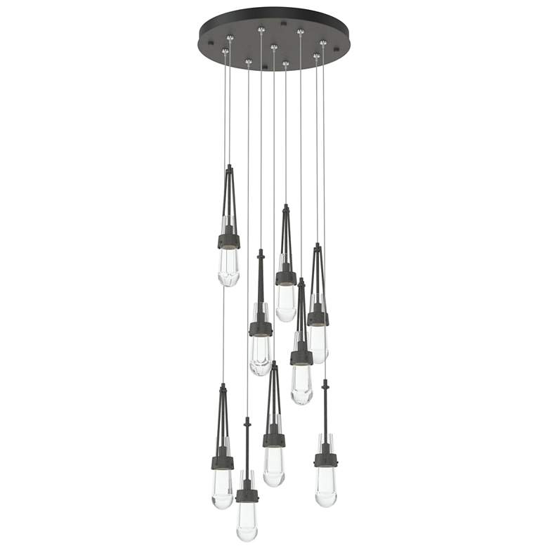 Image 1 Link 20.5" 9-Light Round Natural Iron Long Pendant with Clear Glass