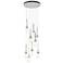 Link 20.5" 9-Light Round Platinum Long Pendant with Clear Bubble Glass