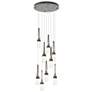 Link 20.5" 9-Light Round Rubbed Bronze Long Pendant with Bubble Glass