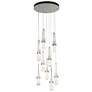 Link 20.5" 9-Light Round Sterling Long Pendant w/ Clear Glass & Wh