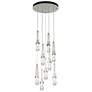 Link 20.5" 9-Light Round Sterling Long Pendant with Clear Glass
