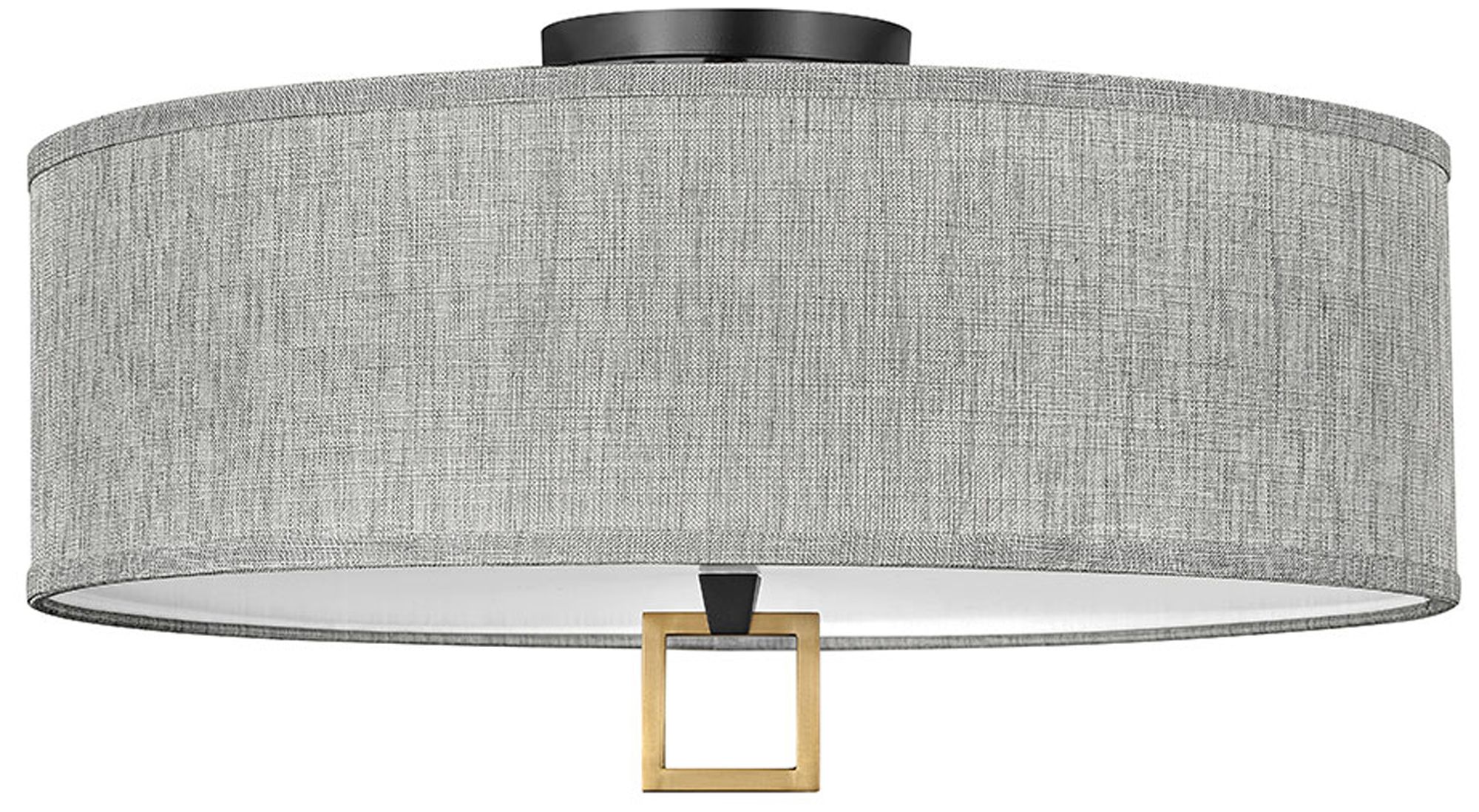 Image Link 23 3/4" Wide Black with Gray Linen Shade Ceiling Light