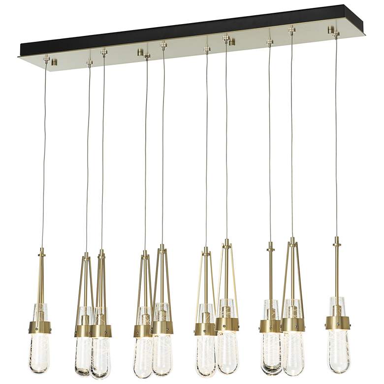 Image 1 Link 44.5 inch Rectangular Brass Long Pendant with Clear Glass &#38; White