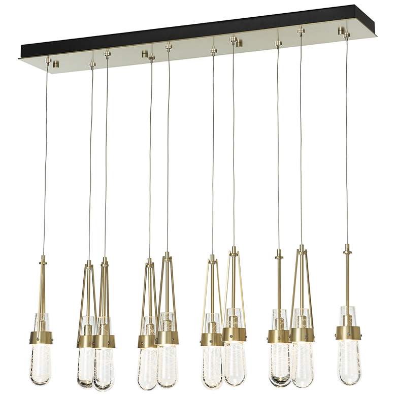 Image 1 Link 44.5" Rectangular Brass Long Pendant with Clear Glass & White
