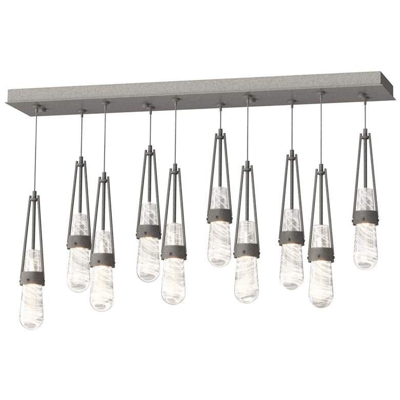 Image 1 Link 44.5" Rectangular Iron Long Pendant w/ Clear Glass & White Th