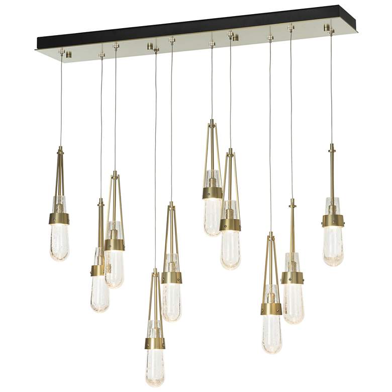 Image 1 Link 44.5" Rectangular Modern Brass Long Pendant with Clear Bubble Gla