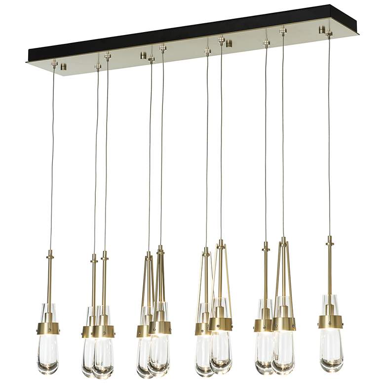 Image 1 Link 44.5" Rectangular Modern Brass Long Pendant with Clear Glass