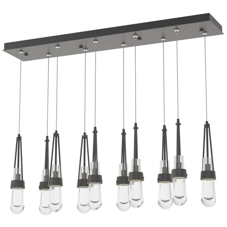 Image 1 Link 44.5" Rectangular Natural Iron Long Pendant with Clear Glass