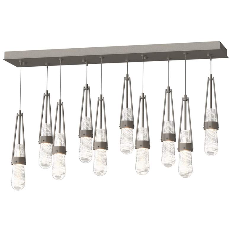 Image 1 Link 44.5" Rectangular Smoke Long Pendant w/ Clear Glass & White T