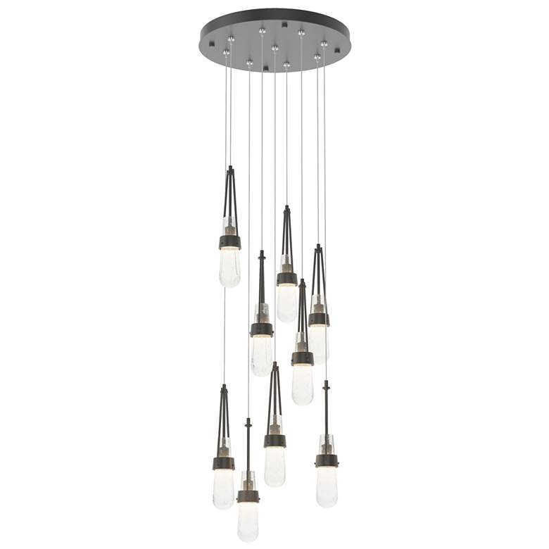 Image 1 Link 9-Light Blown Round Pendant - Black - Clear Bubble