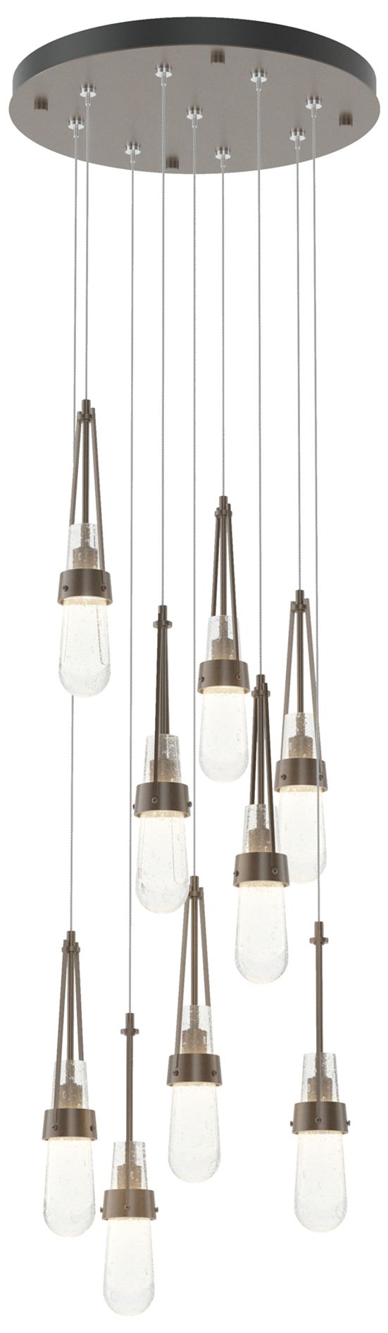 Link 9-Light Blown Round Pendant - Bronze - Clear Bubble - Made to Order