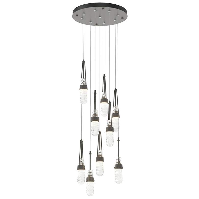 Image 1 Link 9-Light Blown Round Pendant - Iron - Clear - White Threading