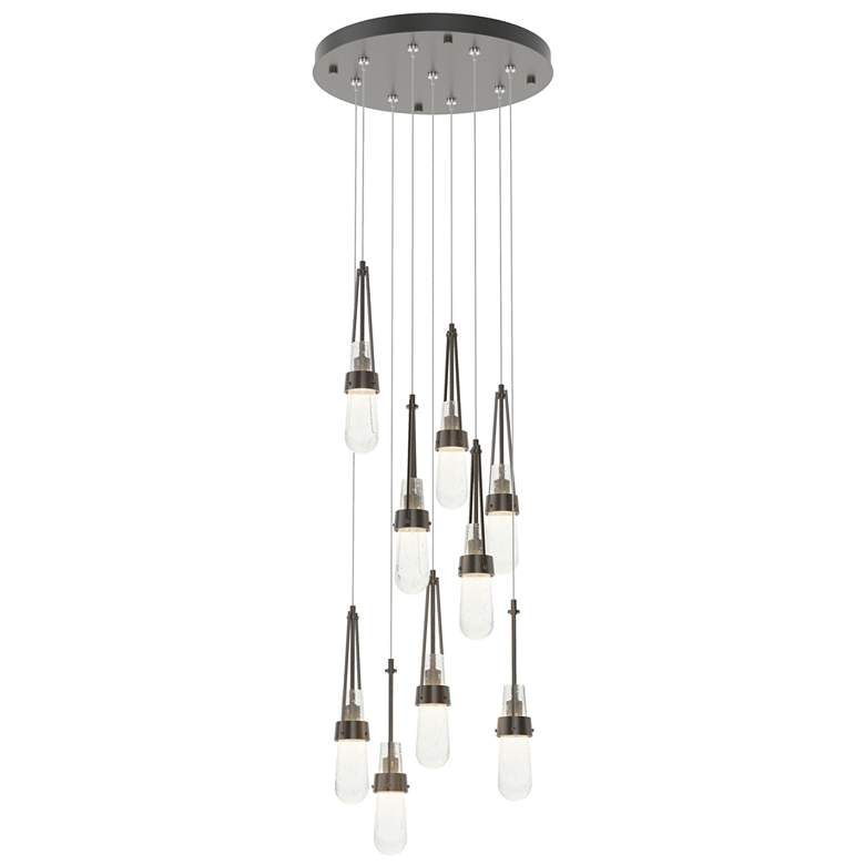 Image 1 Link 9-Light Blown Round Pendant - Oil Rubbed Bronze - Clear Bubble