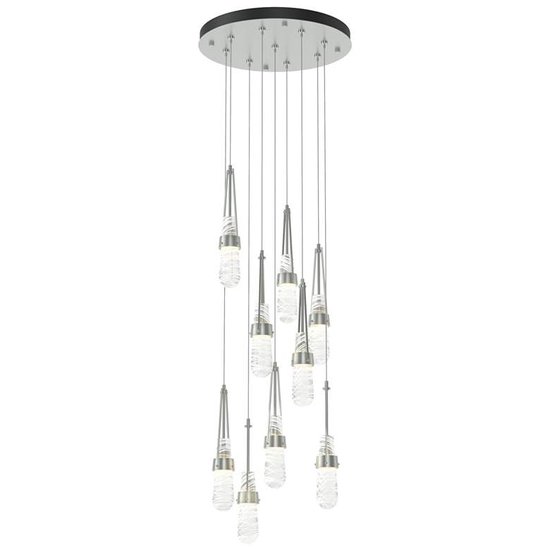 Image 1 Link 9-Light Blown Round Pendant - Platinum - Clear - White Threading