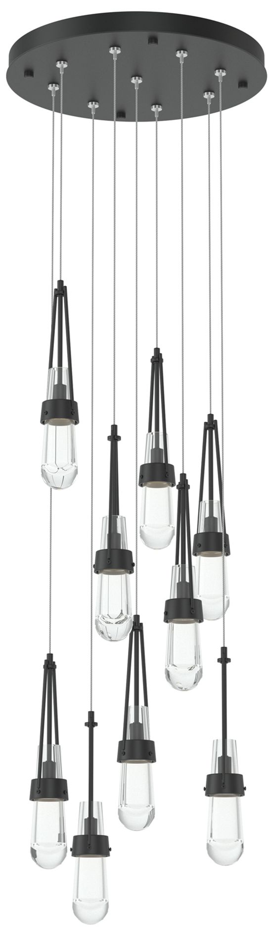 Link 9-Light Clear Round Pendant - Black - Clear - Made to Order