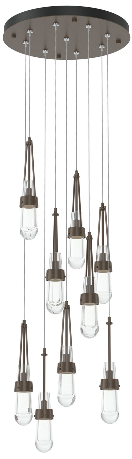 Link 9-Light Clear Round Pendant - Bronze - Clear - Made to Order