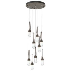 Link 9-Light Clear Round Pendant - Bronze - Clear