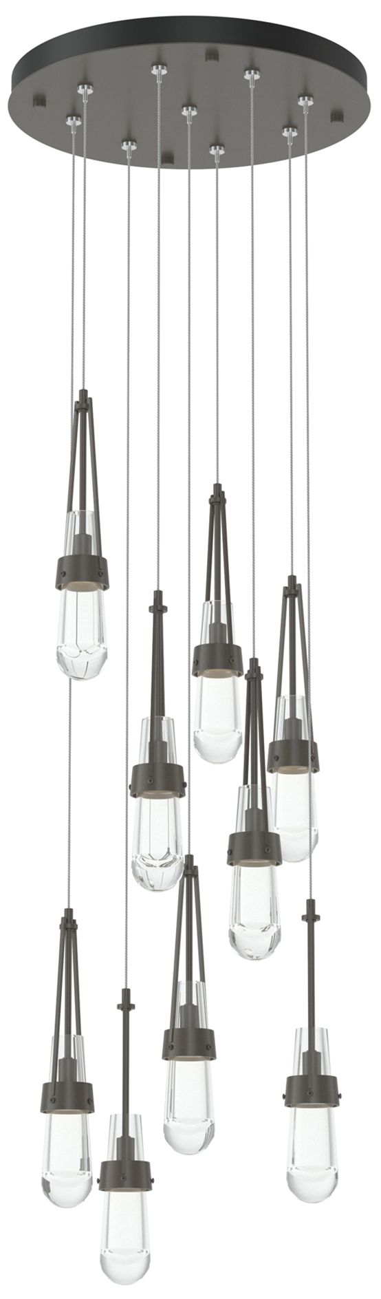 Link 9-Light Clear Round Pendant - Dark Smoke - Clear - Made to Order