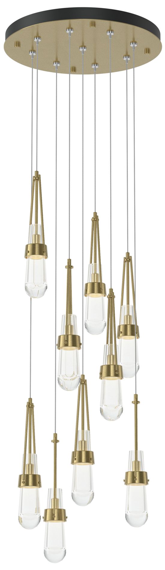 Link 9-Light Clear Round Pendant - Modern Brass - Clear - Made to Order